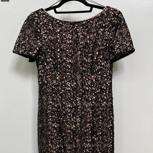 Aidan Mattox Size 6 Black/Nude Lace Sequin Cocktail Dress